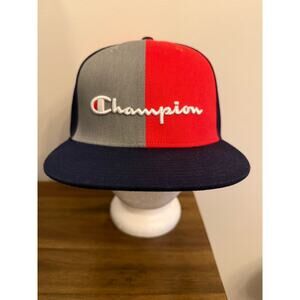 Champion Reverse Weave Color Block Hat Adjustable Navy Red Gray
